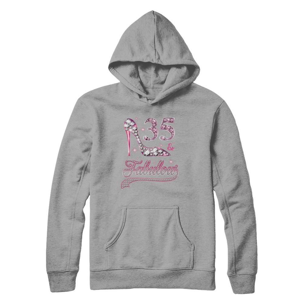 35 And Fabulous 35 Years Old 1986 35th Birthday Gift-T-Shirt & Hoodie-Pullover Hoodie-Light Steel