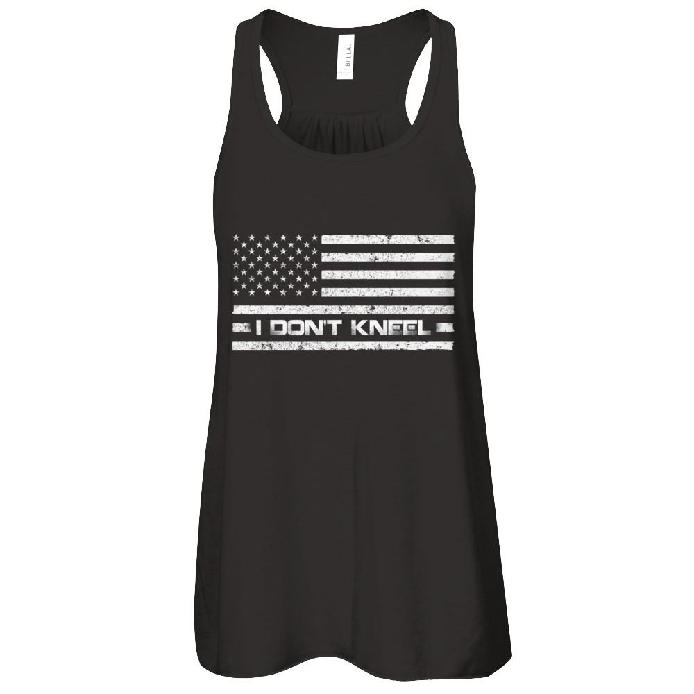 I Don't Kneel Us Flag-T-Shirt & Tank Top-Women's Flowy Racerback Tank-Black