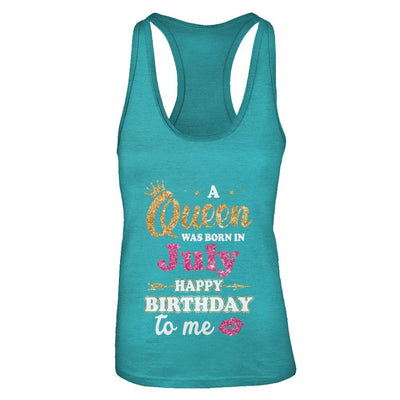 A Queen Was Born In July Happy Birthday Gift-T-Shirt & Tank Top-Women's Ideal Racerback Tank-Tahiti Blue