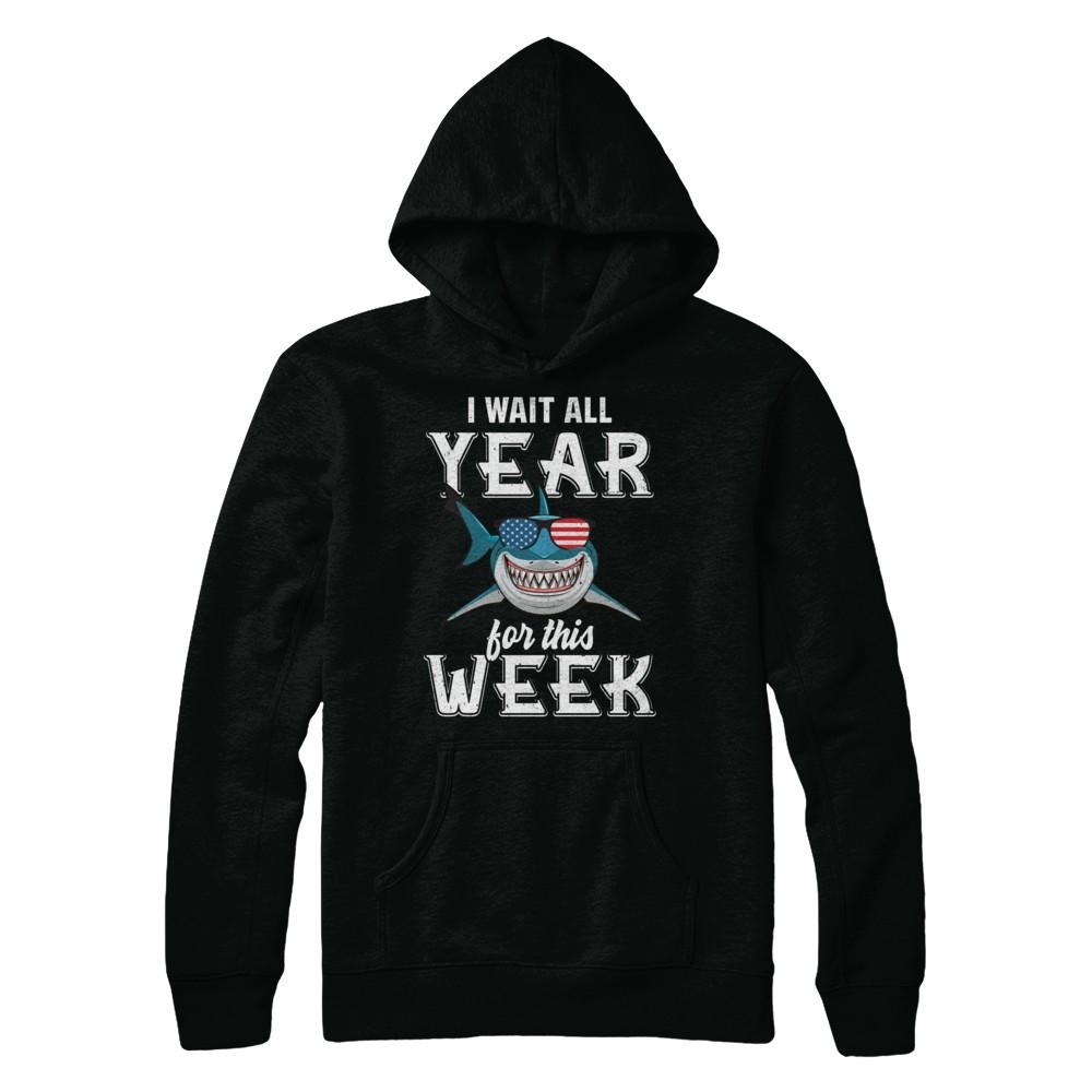 Funny I Wait All Year For This Week Sharks-T-Shirt & Hoodie-Pullover Hoodie-Black