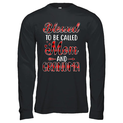 Red Buffalo Plaid Blessed To Be Called Mom And Grandma-T-Shirt & Hoodie-Long Sleeve T-Shirt-Black