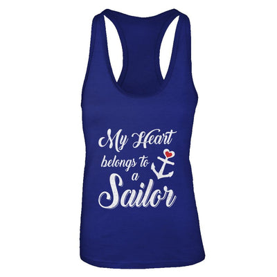 My Heart Belongs To A Sailor Wife Gift-T-Shirt & Tank Top-Women's Ideal Racerback Tank-Royal