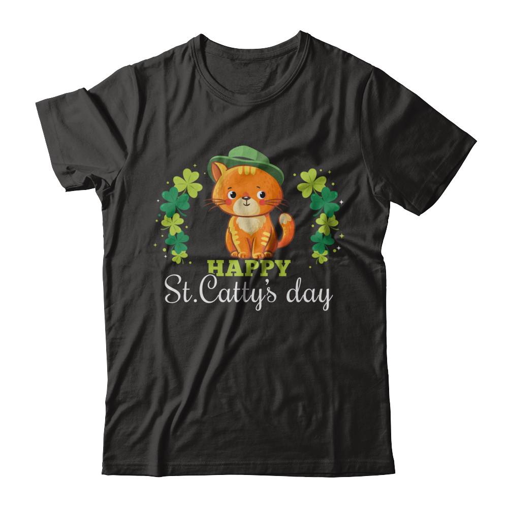 Happy St Catty's St. Patrick's Day Lucky Cat Gift-T-Shirt & Hoodie-Premium T-Shirt-Black