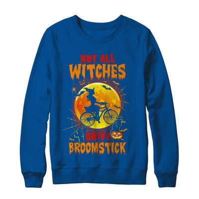 Not All Witches Drive Broom Funny Halloween Bicycle-T-Shirt & Sweatshirt-Crewneck Sweatshirt-Deep Royal