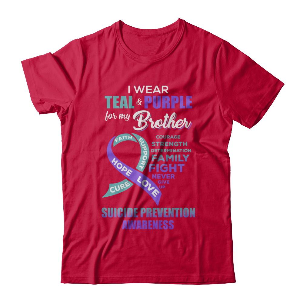 Suicide Prevention I Wear Teal Purple For My Brother-T-Shirt & Hoodie-Classic T-Shirt-Red