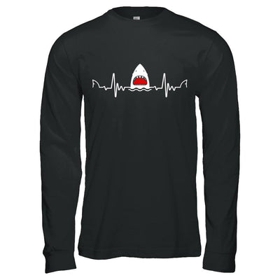 Funny Shark Heartbeat Lovers Gift-T-Shirt & Hoodie-Long Sleeve T-Shirt-Black