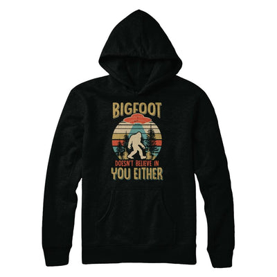 Retro Bigfoot Doesn't Believe In You Either UFO-T-Shirt & Hoodie-Pullover Hoodie-Black