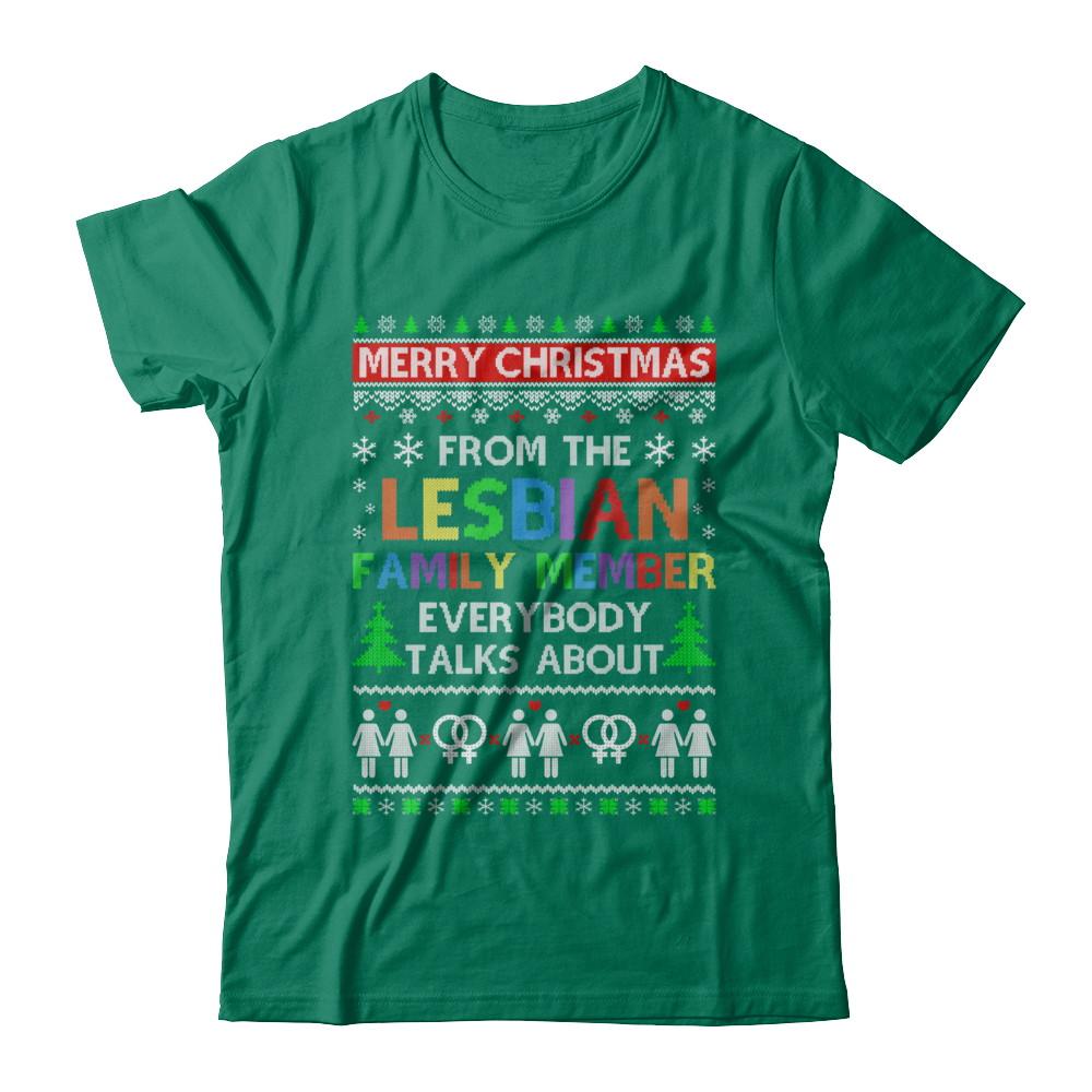 LGBT Merry Christmas From Lesbian Aunt Family Ugly Sweater-T-Shirt & Sweatshirt-Classic T-Shirt-Kelly Green