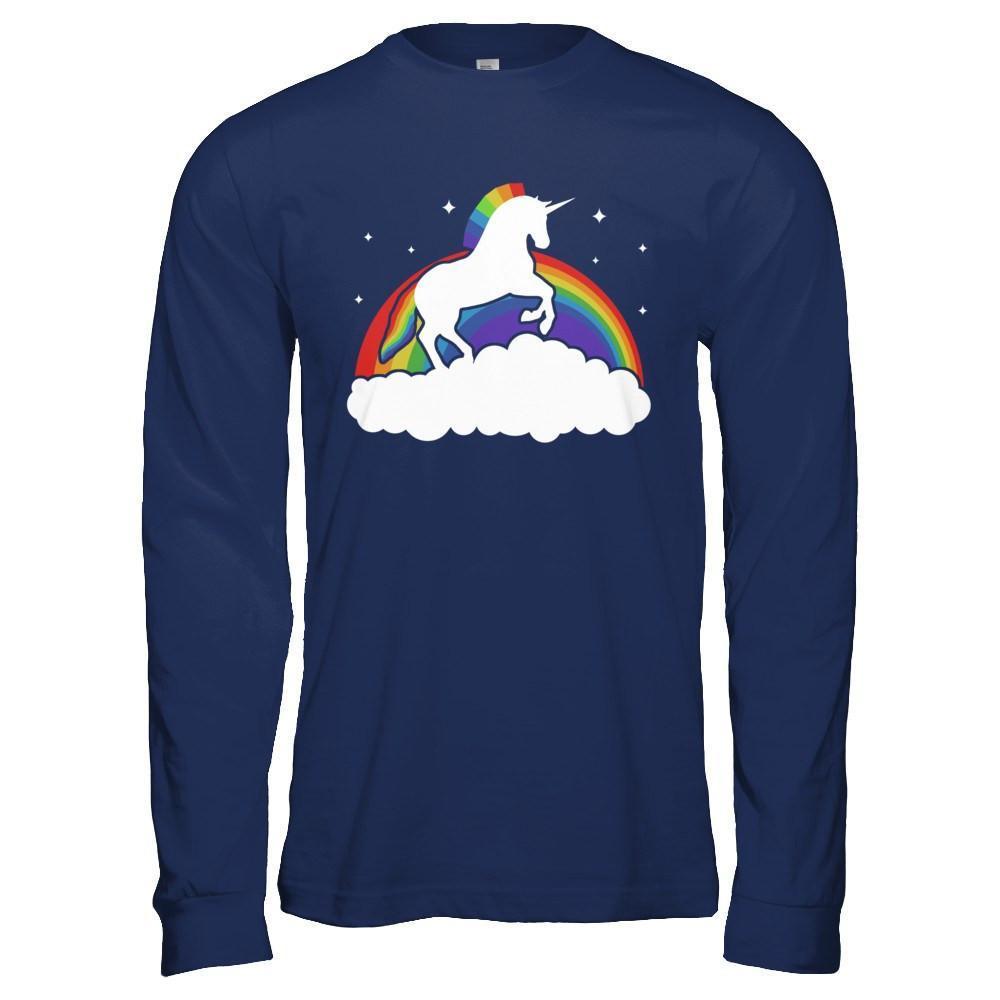 Totally Straight Unicorn Rainbow Gay Pride-T-Shirt & Hoodie-Long Sleeve T-Shirt-Navy