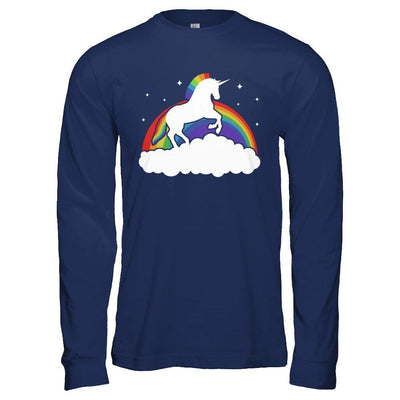 Totally Straight Unicorn Rainbow Gay Pride-T-Shirt & Hoodie-Long Sleeve T-Shirt-Navy