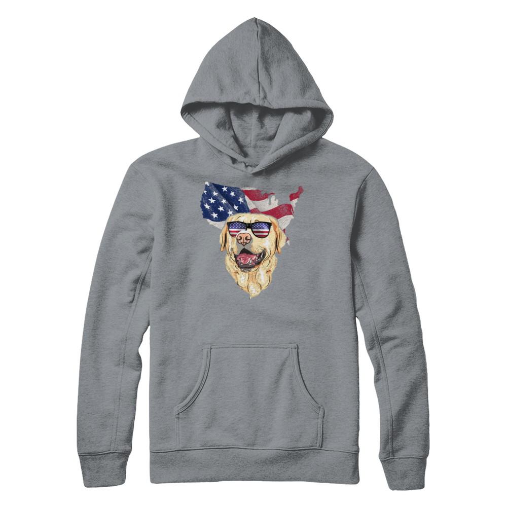 Funny Patriot Labrador Dog 4Th Of July American Flag-T-Shirt & Hoodie-Pullover Hoodie-Light Steel