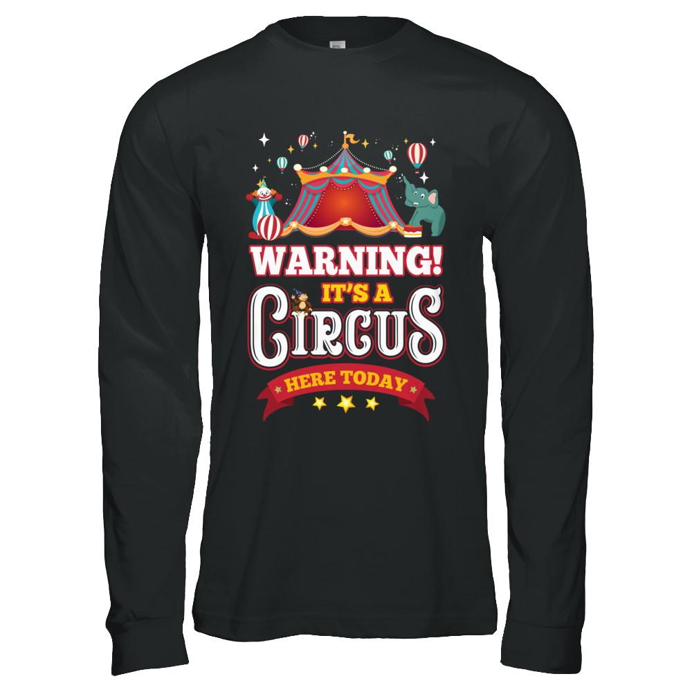 Circus Carnival Warning Birthday Children Party-T-Shirt & Hoodie-Long Sleeve T-Shirt-Black