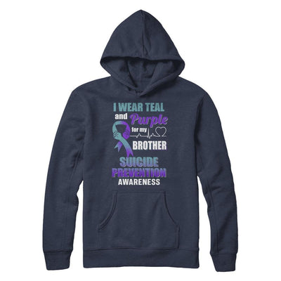 I Wear Teal Purple For My Brother Suicide Prevention-T-Shirt & Hoodie-Pullover Hoodie-Navy