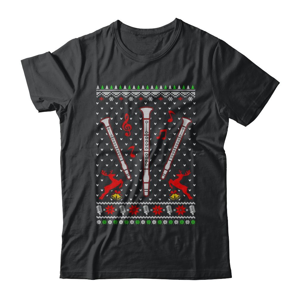 Santa Clarinet Ugly Christmas Sweater Gifts-T-Shirt & Sweatshirt-Classic T-Shirt-Black