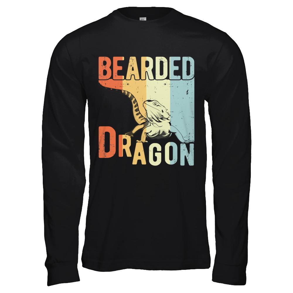Vintage Retro Bearded Dragon-T-Shirt & Hoodie-Long Sleeve T-Shirt-Black