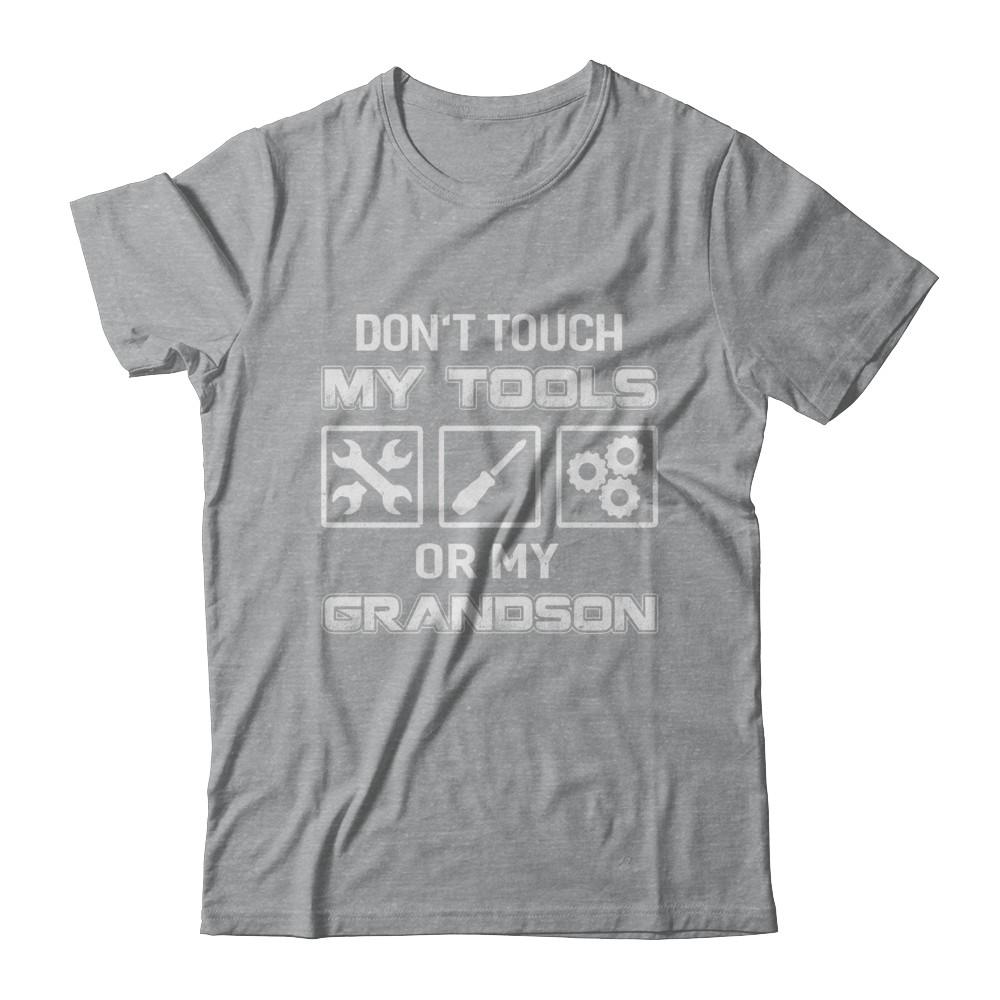 Don't Touch My Tools Or My Grandson Funny Mechanic-T-Shirt & Hoodie-Classic T-Shirt-Sport Grey