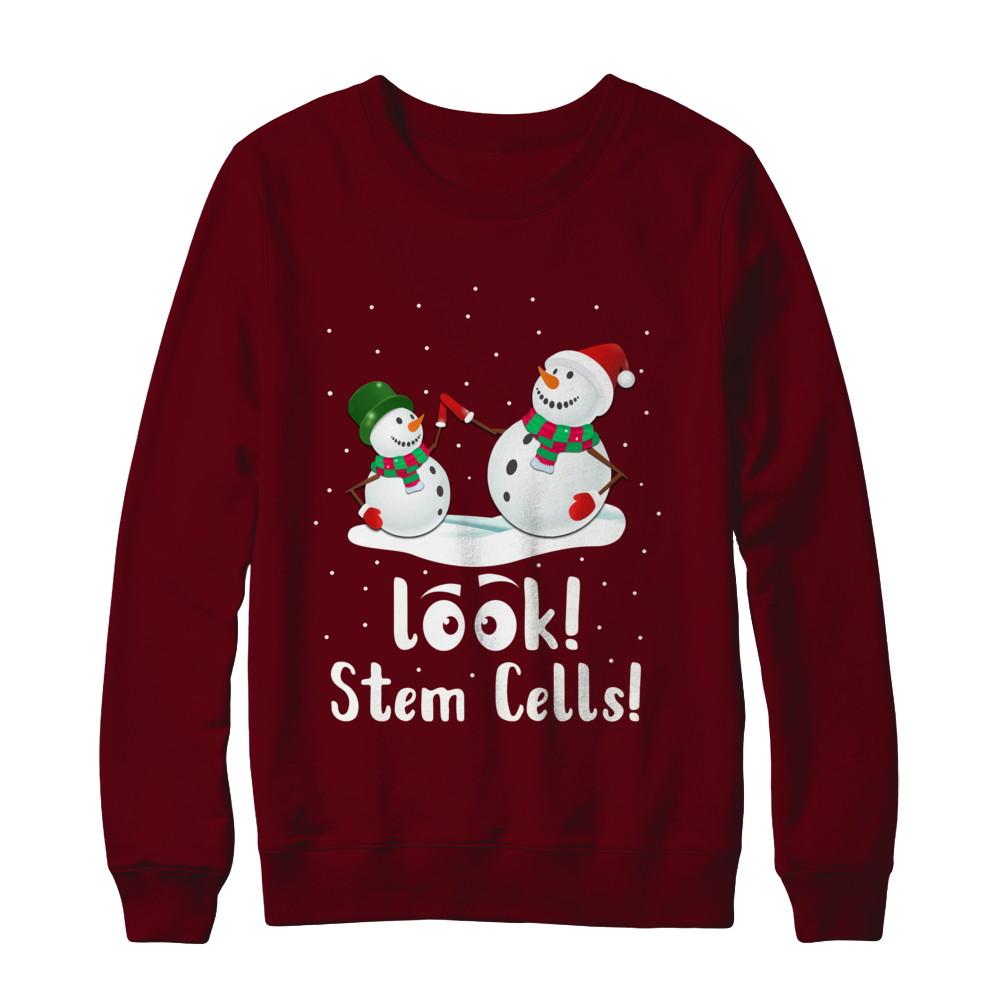 Look Stem Cells Funny Science Xmas Christmas Gifts-T-Shirt & Sweatshirt-Crewneck Sweatshirt-Maroon