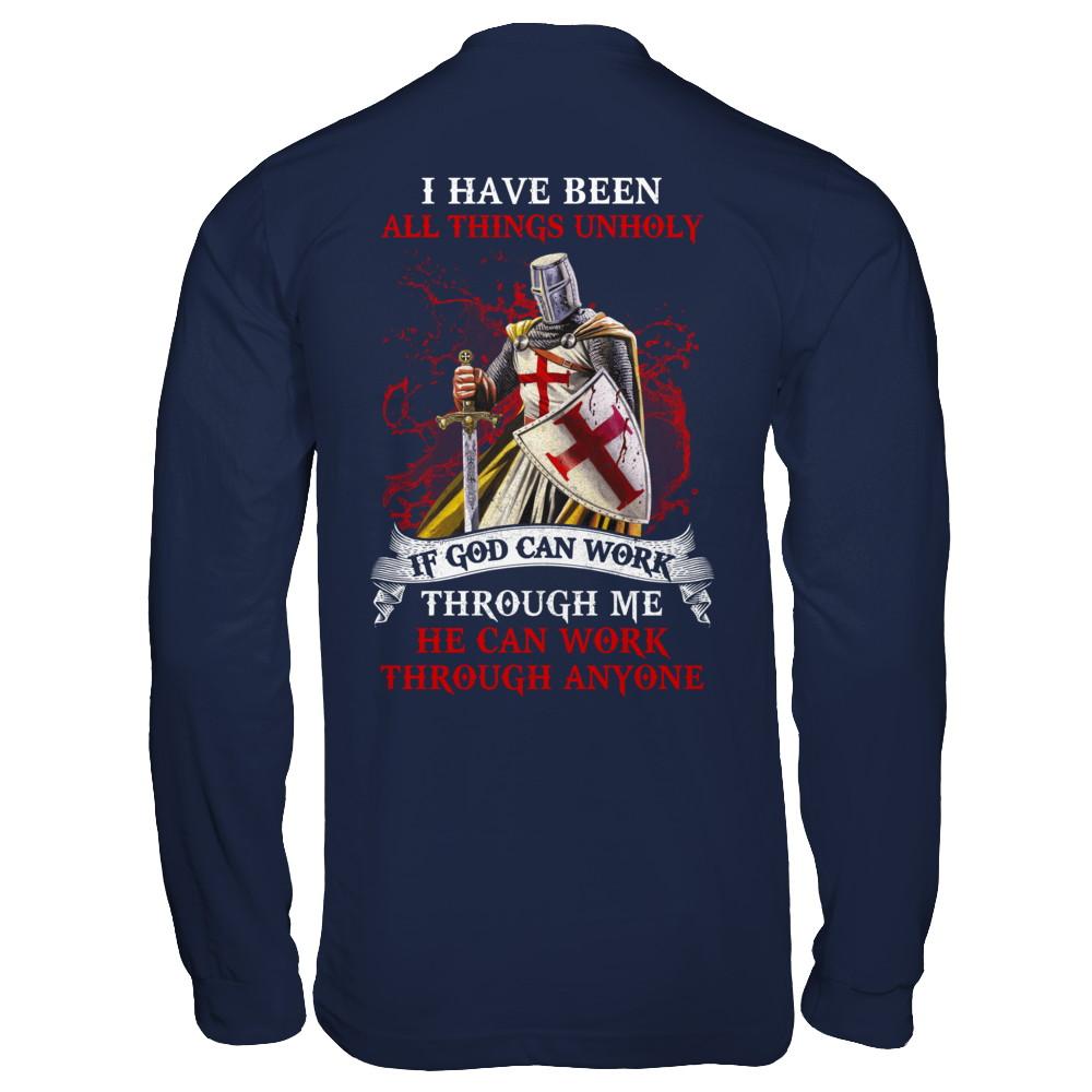 Knight America I Have Been All Things Unholy If God Can Work-T-Shirt & Hoodie-Long Sleeve T-Shirt-Navy