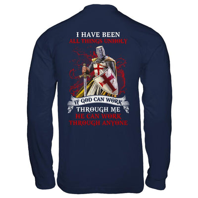 Knight America I Have Been All Things Unholy If God Can Work-T-Shirt & Hoodie-Long Sleeve T-Shirt-Navy