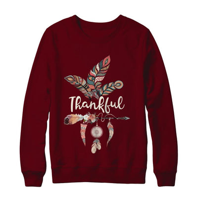 Thankful Feather And Arrow Fall Vintage Thanksgiving-T-Shirt & Sweatshirt-Crewneck Sweatshirt-Maroon