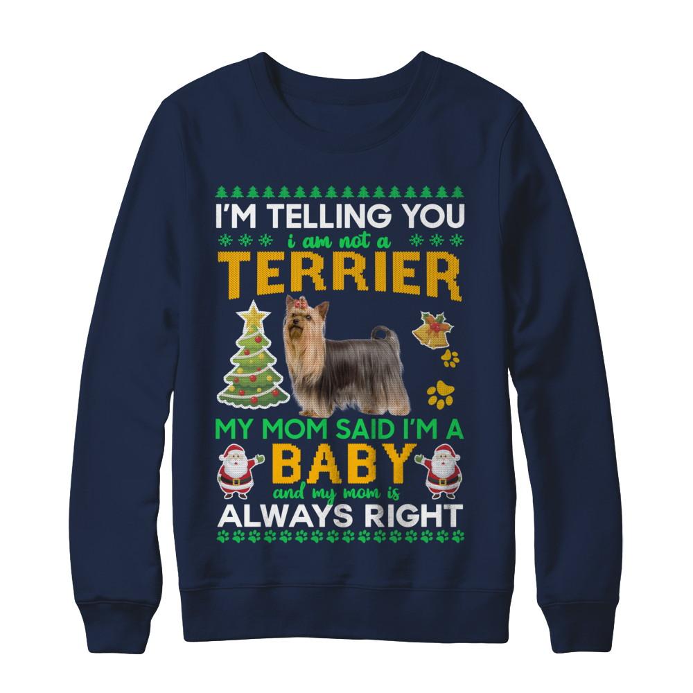 I Am Not A Yorkshire Terrier My Mom Said I'm A Baby-T-Shirt & Sweatshirt-Crewneck Sweatshirt-Navy