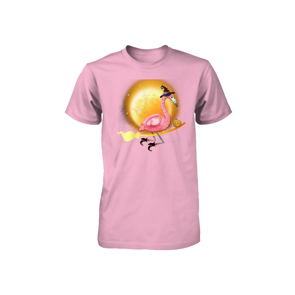 Funny Halloween Flamingo Witch Broom Scary Youth-Youth Shirt-Toddler T-Shirt-Pink