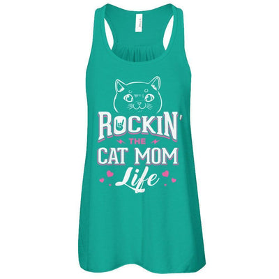 Rocking The Cat Mom Life-T-Shirt & Tank Top-Women's Flowy Racerback Tank-Kelly