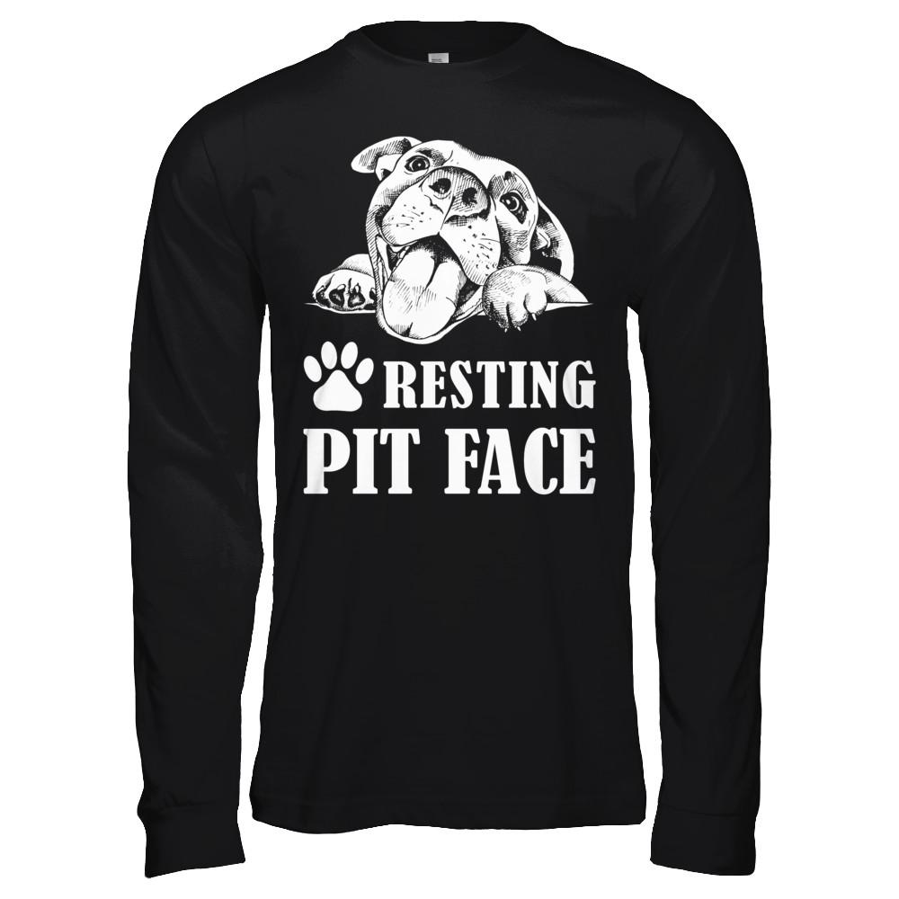 Resting Pit Face-T-Shirt & Hoodie-Long Sleeve T-Shirt-Black