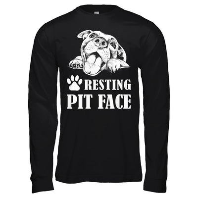 Resting Pit Face-T-Shirt & Hoodie-Long Sleeve T-Shirt-Black