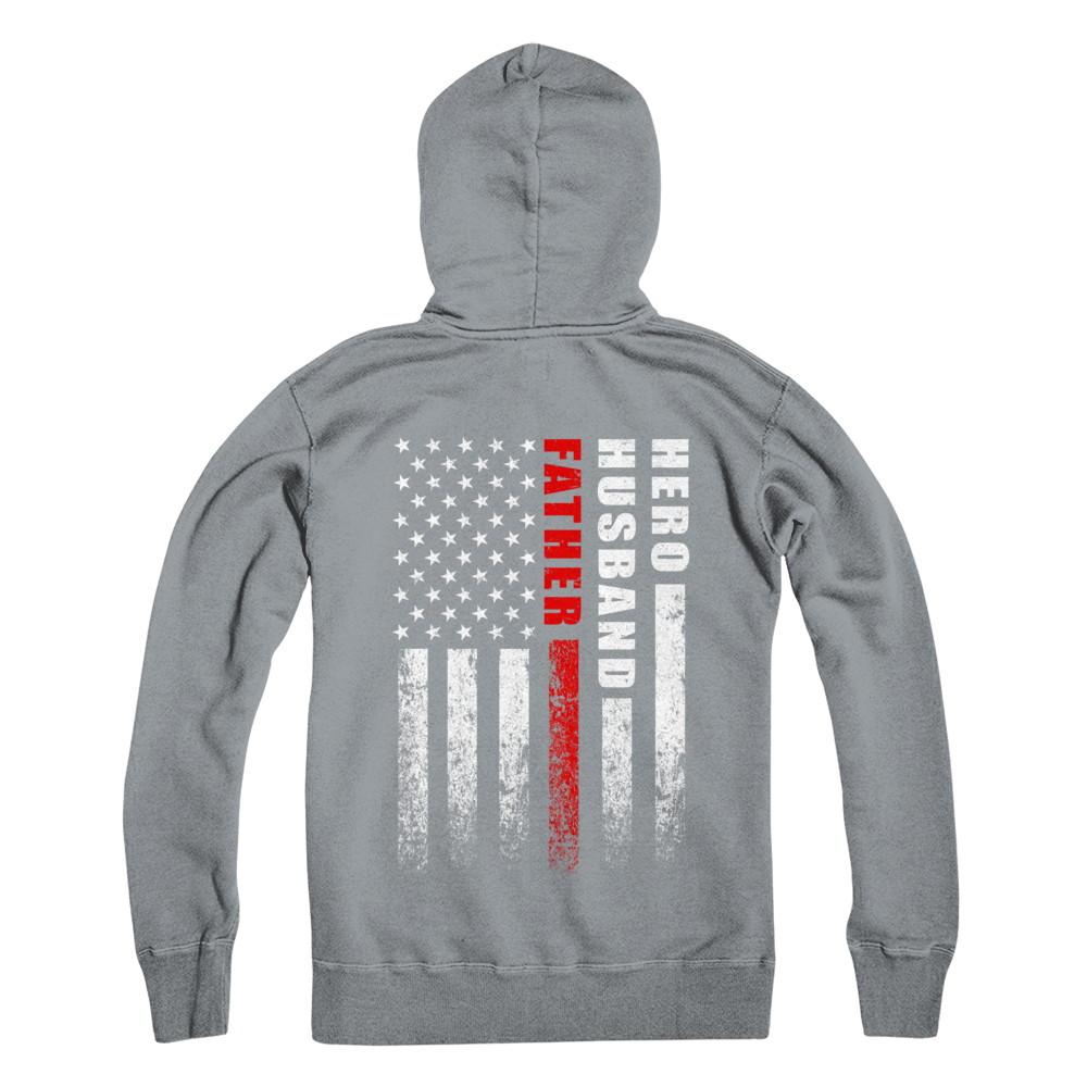 Fireman Firefighter Husband Dad Hero Fathers Day Gift-T-Shirt & Hoodie-Pullover Hoodie-Light Steel