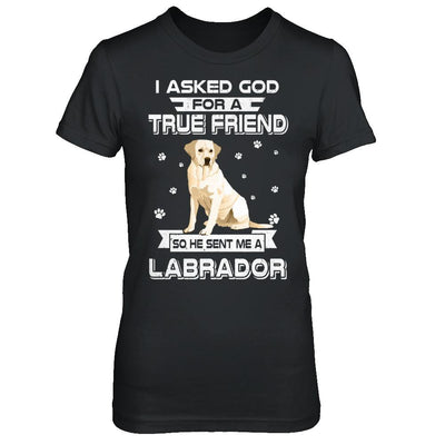 I Asked God For A True Friend So Sent Me Labrador Dog-T-Shirt & Hoodie-Women's T-Shirt-Black