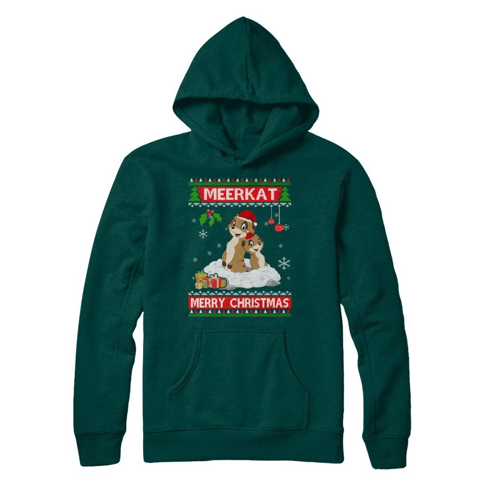 Meerkat Xmas Pajama Ugly Christmas Sweater-T-Shirt & Sweatshirt-Pullover Hoodie-Deep Forest