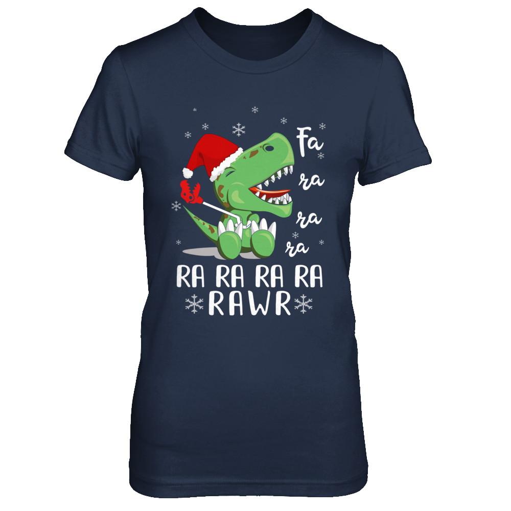 Funny Fa La La Fa Ra Rawr T-Rex Dinosaur Christmas-T-Shirt & Hoodie-Women's T-Shirt-Navy