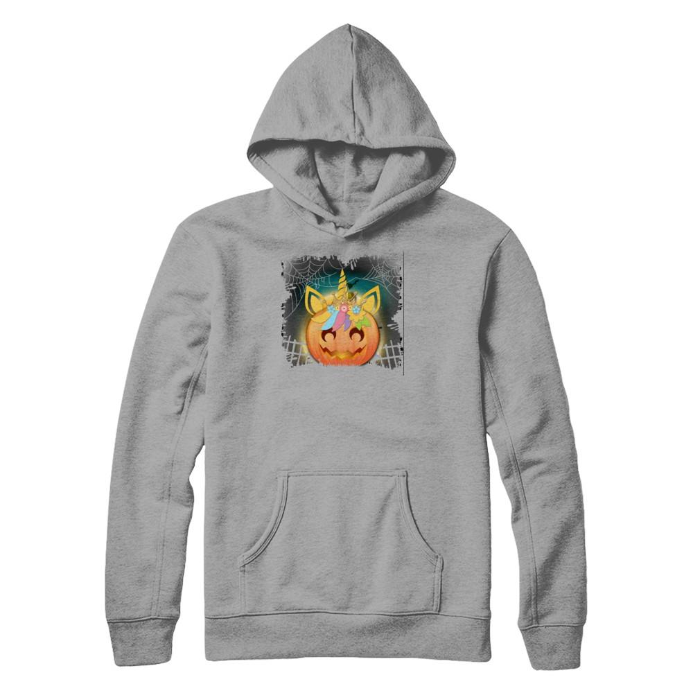 Kids Girls Unicorn Pumpkin Queen Halloween-T-Shirt & Tank Top-Pullover Hoodie-Light Steel
