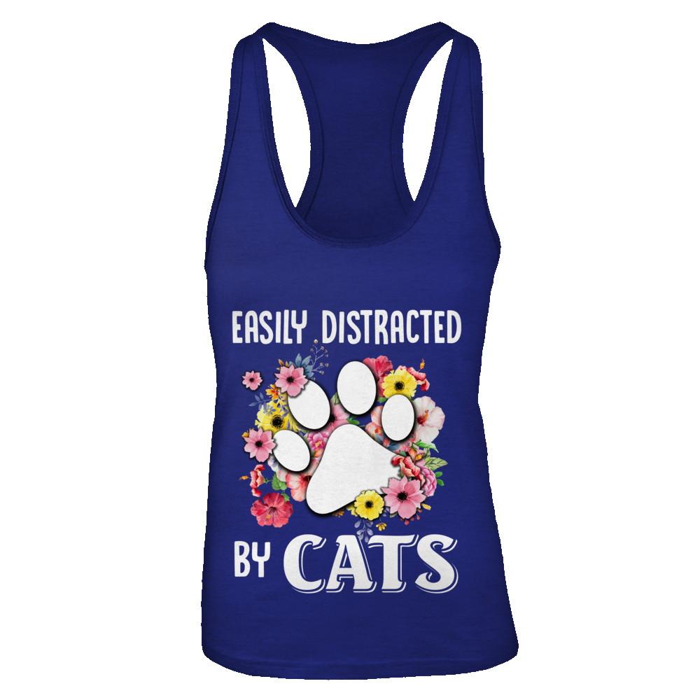 Easily Distracted By Cats-T-Shirt & Tank Top-Women's Ideal Racerback Tank-Royal