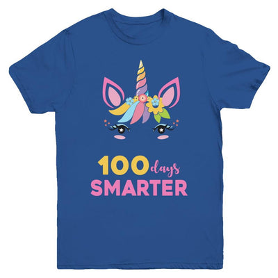 100 Days Smarter Of School Unicorn Girl Gifts Youth-Youth Shirt-Youth T-Shirt-Royal