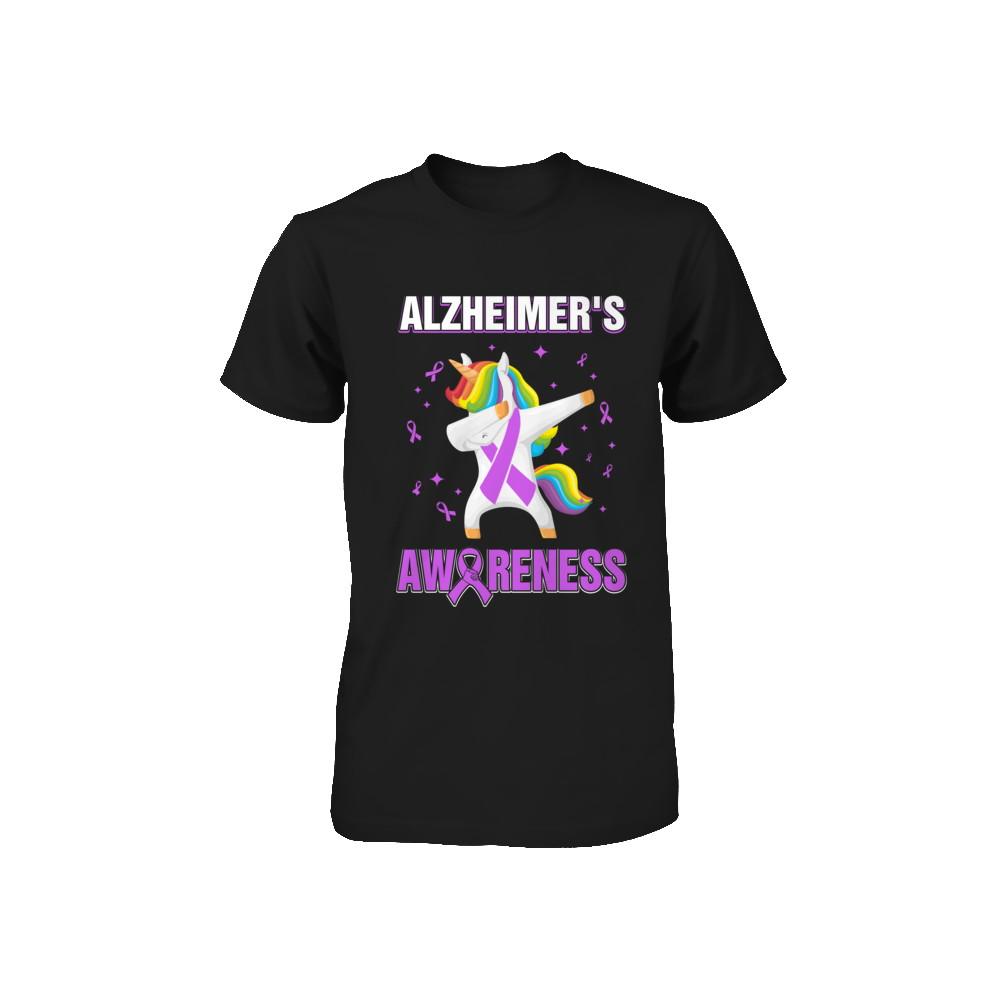 Inspirational Alzheimer's Awareness Unicorn Support Youth-Youth Shirt-Toddler T-Shirt-Black