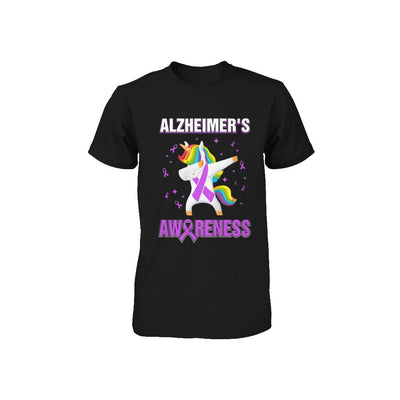 Inspirational Alzheimer's Awareness Unicorn Support Youth-Youth Shirt-Toddler T-Shirt-Black