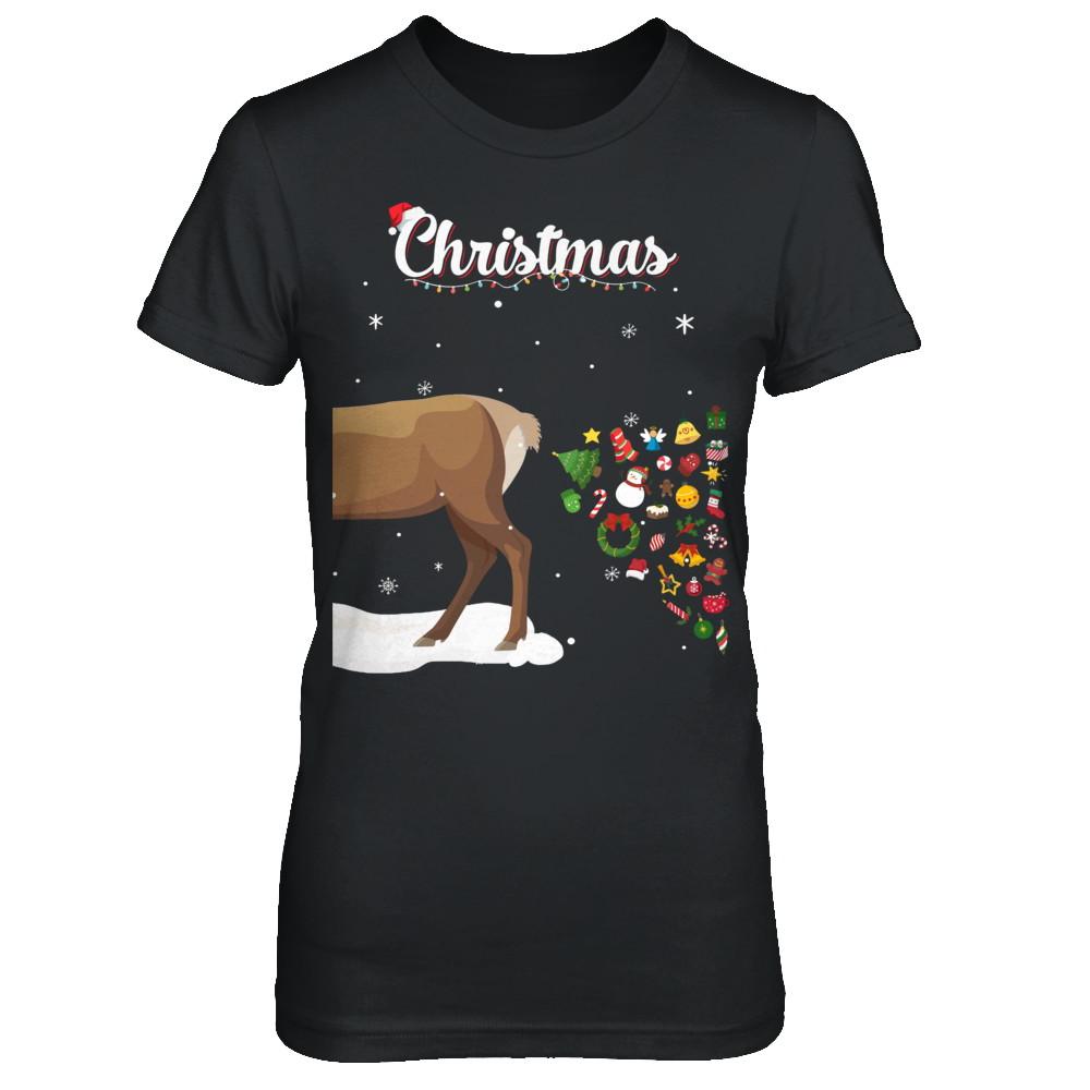 Couples Sick Reindeer Funny Ugly Christmas Sweater-T-Shirt & Sweatshirt-Women's T-Shirt-Black