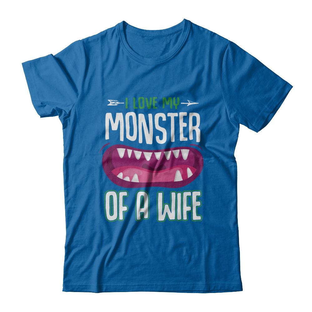 Monster Of A Wife Funny Couples Halloween-T-Shirt & Hoodie-Classic T-Shirt-Royal
