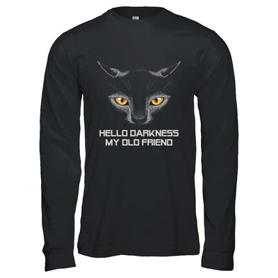 Halloween Hello Darkness My Old Friend Black Cat-T-Shirt & Hoodie-Long Sleeve T-Shirt-Black