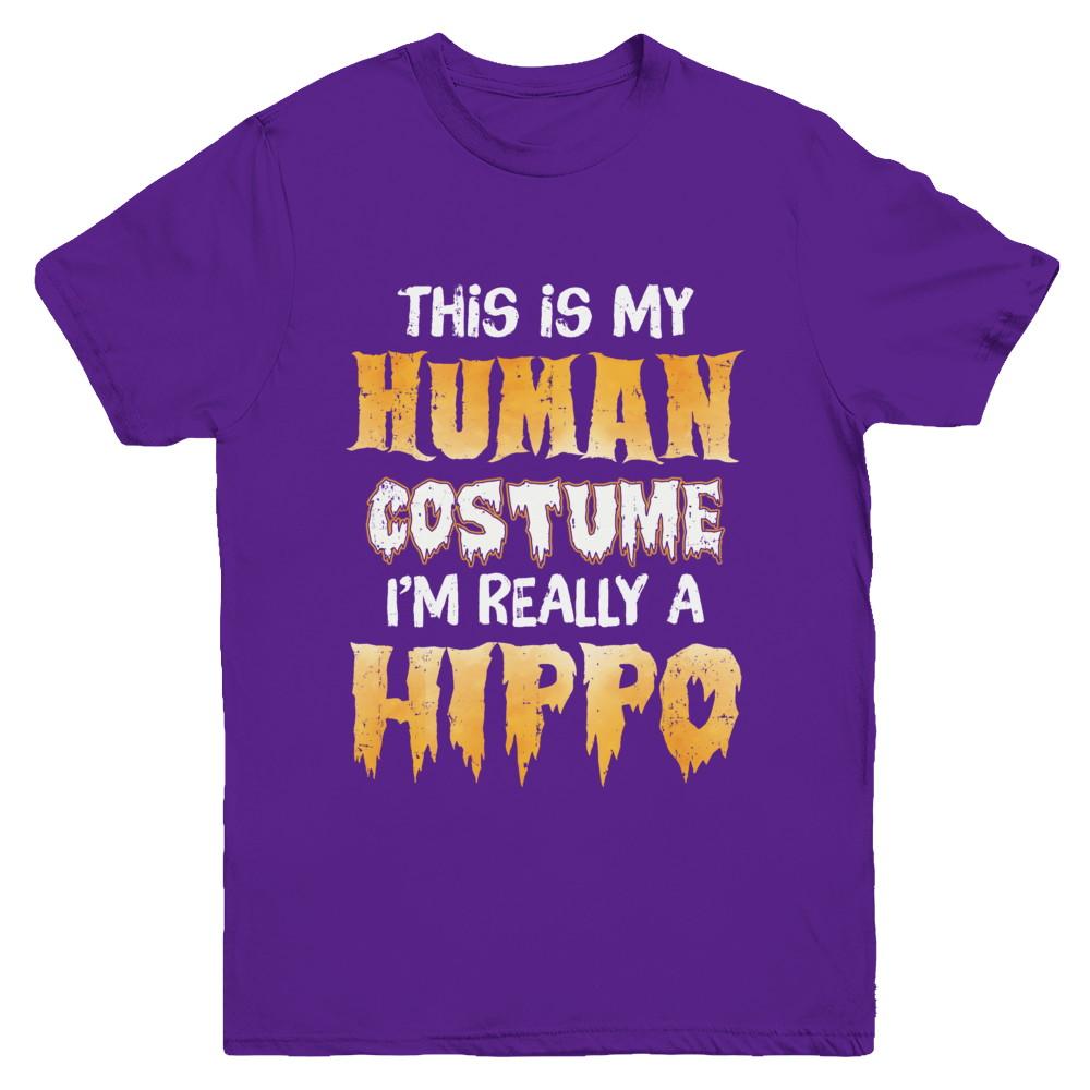 This Is My Human Costume Hippo Halloween Youth-Youth Shirt-Youth T-Shirt-Purple