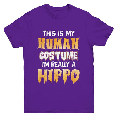 This Is My Human Costume Hippo Halloween Youth-Youth Shirt-Youth T-Shirt-Purple
