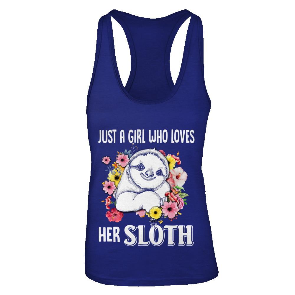 Just A Girl Who Loves Her Sloth-T-Shirt & Tank Top-Women's Ideal Racerback Tank-Royal