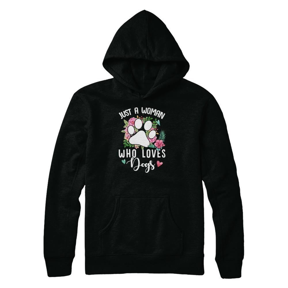 Just A Woman Who Loves Dogs-T-Shirt & Tank Top-Pullover Hoodie-Black