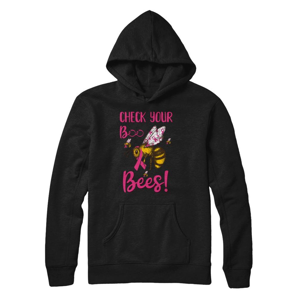 Check Your Boo Bees Funny Breast Cancer-T-Shirt & Hoodie-Pullover Hoodie-Black