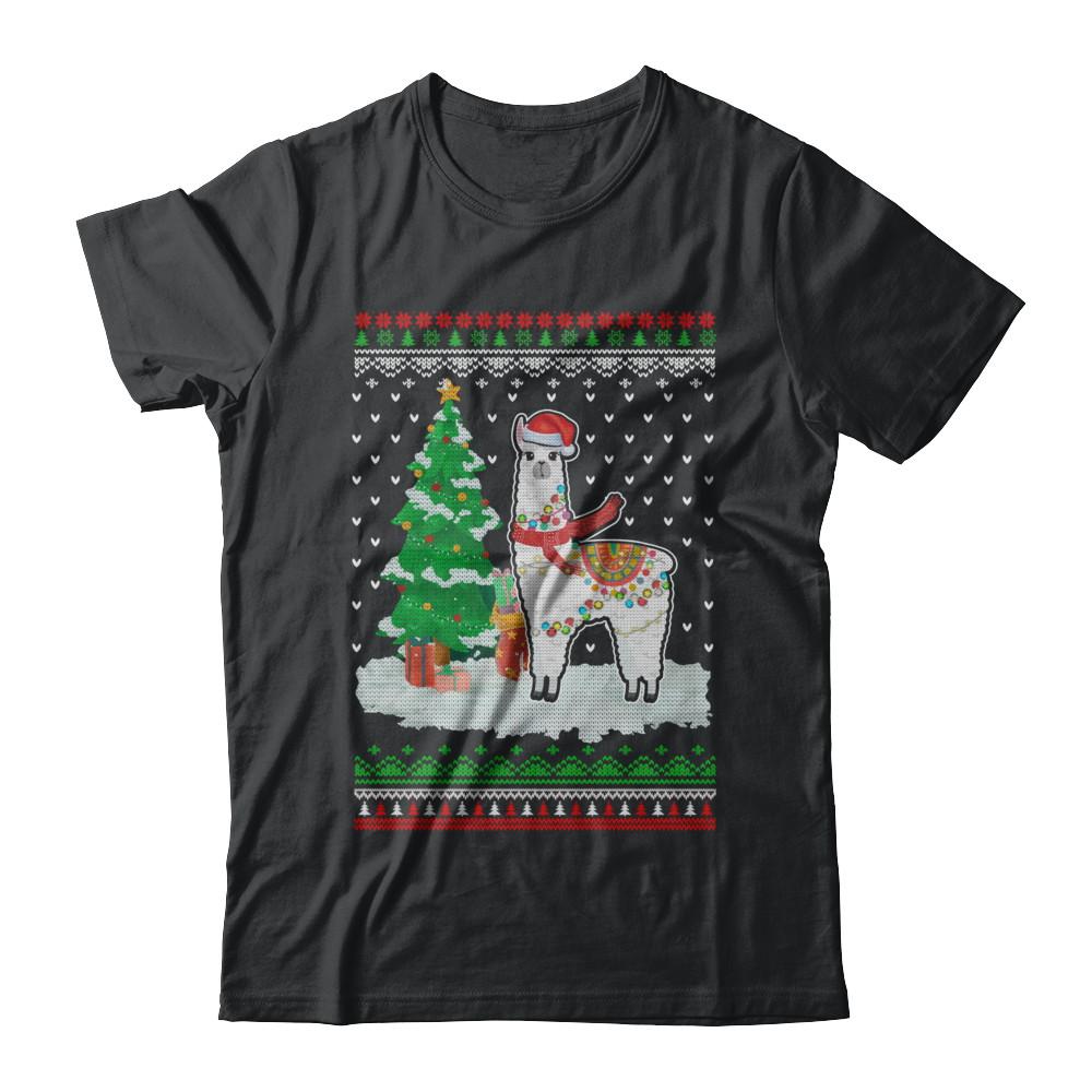 Xmas Alpaca Llama Santa Hat Ugly Christmas Sweater