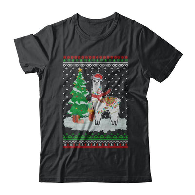 Xmas Alpaca Llama Santa Hat Ugly Christmas Sweater-T-Shirt & Sweatshirt-Classic T-Shirt-Black