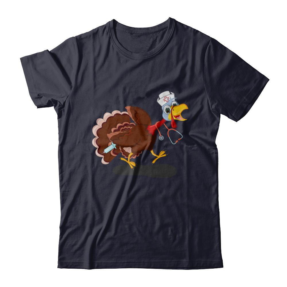 Nurse Turkey Funny Thanksgiving Day-T-Shirt & Hoodie-Premium T-Shirt-Midnight Navy