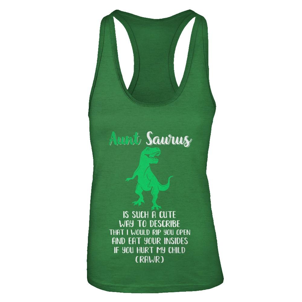 Aunt Saurus Is Such A Cute Way To Describe Aunt Gift-T-Shirt & Tank Top-Women's Ideal Racerback Tank-Kelly Green